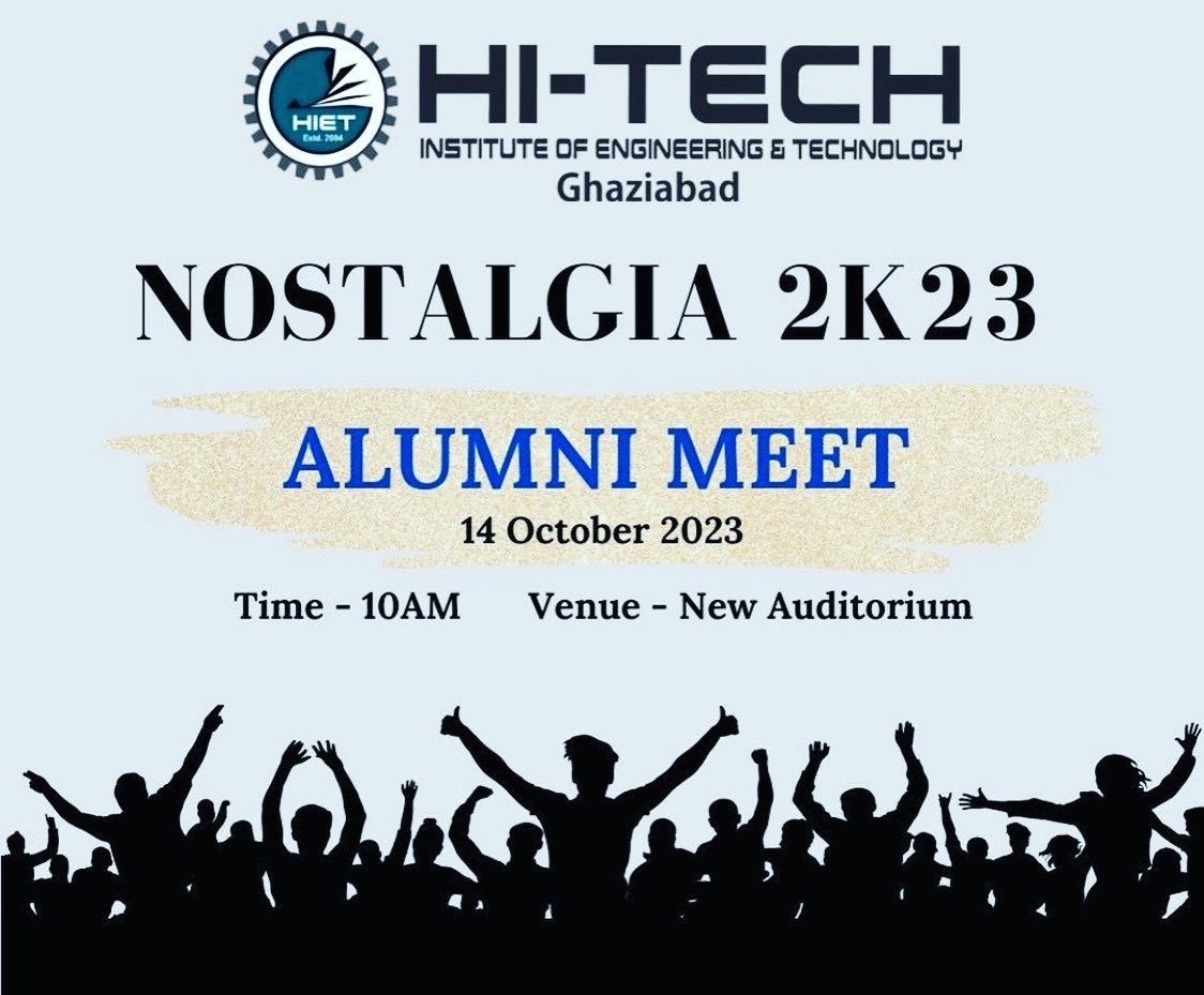 HiTechColleg's tweet image. Alumni Meet!!

Date: 14th October 2023
Venue: Auditorium 

#alumnimeet