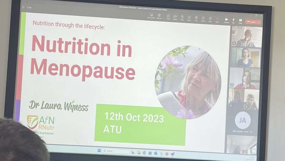 siobhan_phn's tweet photo. Very informative webinar today with @Laura_Wyness who gave a guest lecture to us about nutrition in menopause! ����

Many thanks to Laura for educating us further on this topic!

Did you know how important hydration is?!💧

#ATU #Nutrition #Menopause #MenopauseAwareness #PHN https://t.co/ooRWXjtVRf