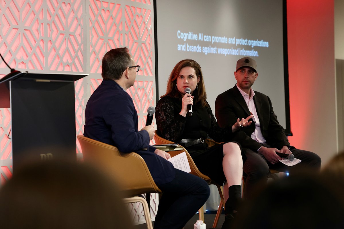 PRWeekUS's tweet photo. At #PRDecoded, Zachary M. Schwitzky of @LimbikInc, Caroline Tarpey of @LimbikInc  &amp; Chad Latz of @BCWGlobal discussed how cognitive AI can play a vital role in helping to proactively identify, prioritize and respond to information threats to protect and promote reputation. https://t.co/i3bHsyZsCi