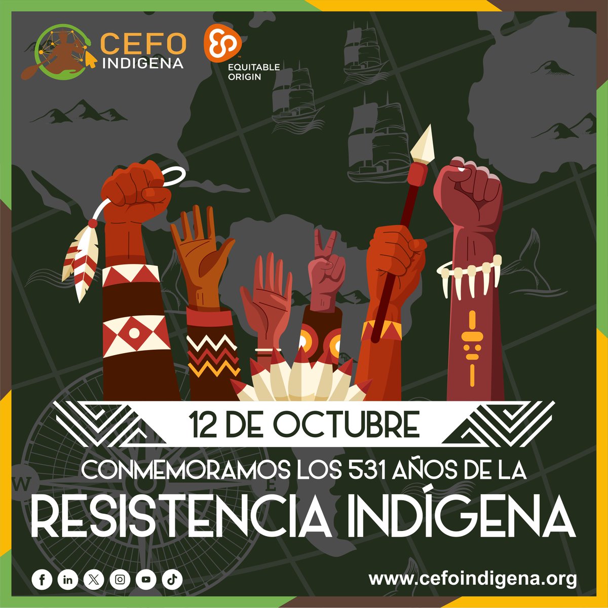 #12deOctubre | 𝐃𝐢́𝐚 𝐝𝐞 𝐥𝐚 𝐑𝐞𝐬𝐢𝐬𝐭𝐞𝐧𝐜𝐢𝐚 𝐈𝐧𝐝𝐢́𝐠𝐞𝐧𝐚
Desde los pueblos indígenas, las razones son claras: la vida y el territorio. Conmemoramos a nuestros hermanos y hermanas que han perdido la vida en la defensa de sus derechos.
#AmazoniaVivaHumanidadSegura