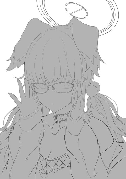 メガネヒビキ線画 