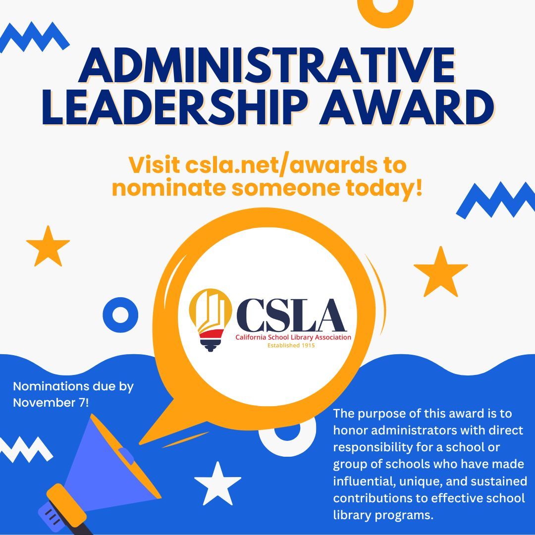 Do you know an Administrator who has made influential, unique and sustained contributions to effective school library programs? If you answered YES, nominate that Administrator by November 7th! #futurereadylibs #librariansfollowlibrarians #schoollibrariesmatter