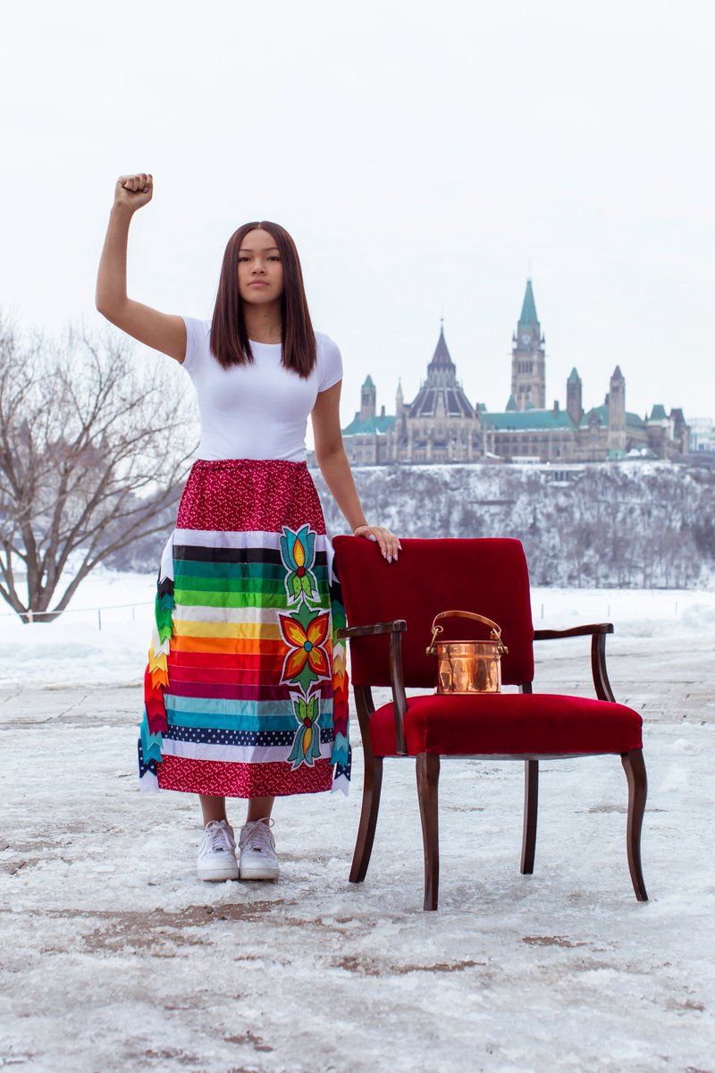 A photo of Autumn Peltier from the Red Chair Sessions, a series that places importance on the reclamation of Indigenous spaces, places and languages, taken by award-winning photographer Nadya Kwandibens. What started as a hobby has now taken Kwandibens across Turtle Island.