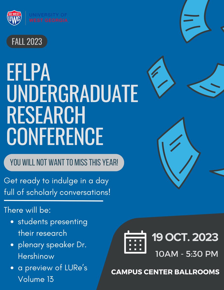 lurejournal's tweet photo. You will not want to miss out on this year’s EFLPA Undergraduate Research Conference! 🎥📚🎭

The University of West Georgia 🐺 is hosting this event full of food 🍽️ and scholarly discussions.

Stay tuned for the full schedule - we hope to see you there!

#eflpa #uwg #lurejournal https://t.co/H66IfBJS3o