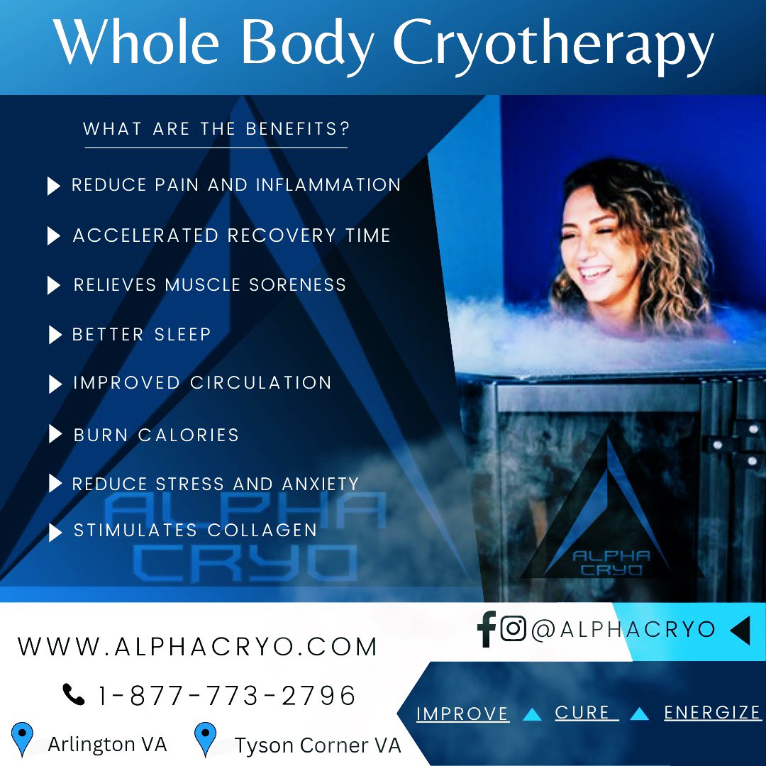 AlphaCryo's tweet photo. At AlphaCryo, we offer a unique and effective solution to accelerate your body's natural recovery reduce inflammation and improve your overall wellness
https://t.co/ltpNVU3PPf
#recovery 
#rejuvnate 
#cryo #Cryotherapy #infraredsauna 
#normatec #arlingtonva 
#tysoncornerva #DMV https://t.co/ry9wRFxKM3