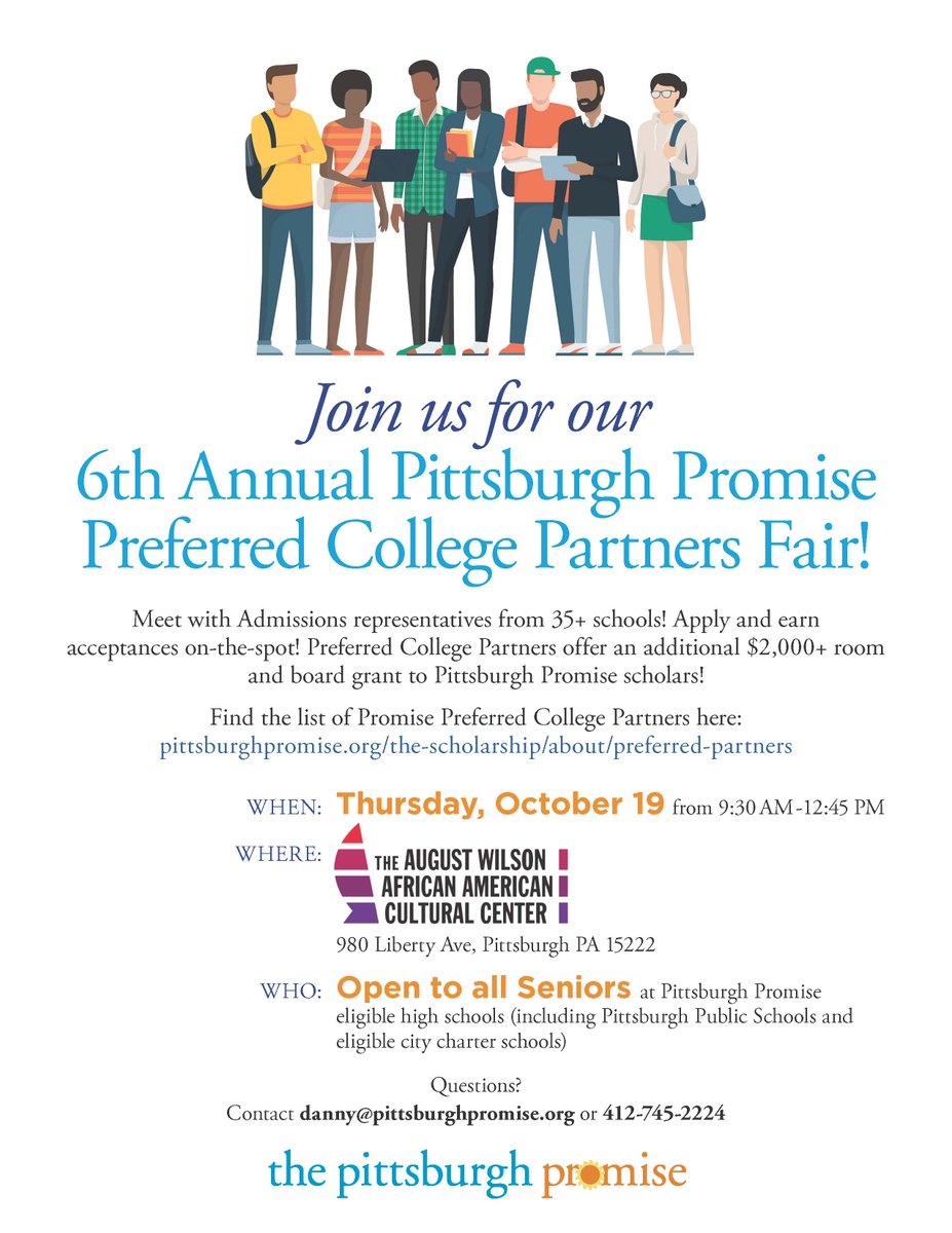 The Promise is proud to partner with the <a href="/AugustWilsonCC/">August Wilson Cultural Center</a> (AWAACC) to host our annual Preferred College Partners Fair. Learn more about the AWAACC here! awaacc.org!