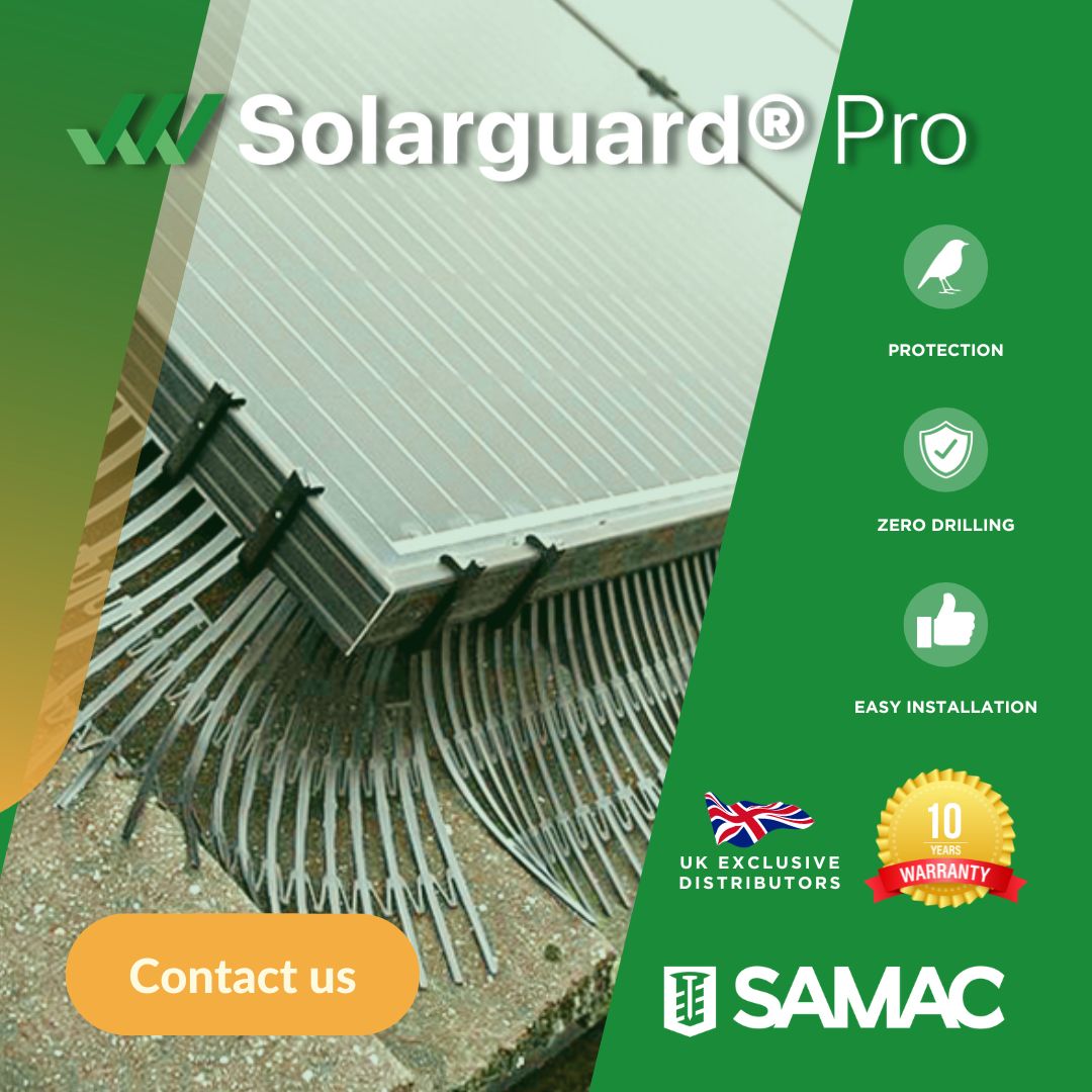 SamacFixings's tweet photo. Protect your solar panels with Solarguard Pro, as featured in @RoofingToday 
No more debris worries or voided warranties. Exclusively at Samac Fixings. 
Reach out for details! 🌞 #SolarPower #GreenTech https://t.co/Vnd8IZybWo