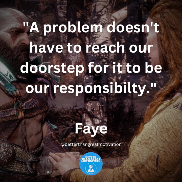BTGmotivation's tweet photo. We all share a responsibility to address problems and challenges, whether they directly affect us or not. Being proactive and empathetic toward the issues that impact our communities, society, or the world at large can lead to positive change.
#godofwar #godofwarragnarok  #kratos https://t.co/0E1zM5djnU