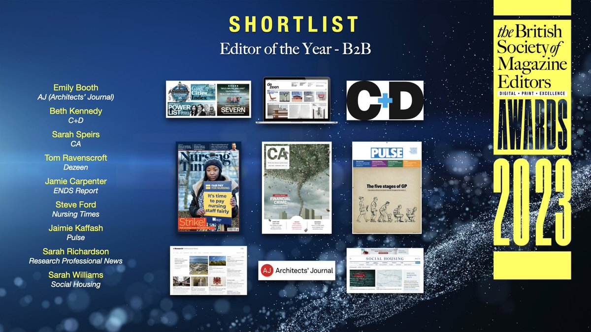 🤩🏆🤩 Triple BSME shortlisting! Specialist/Independent/B2B editor of the year – bsme.com/awards-2023-sh…