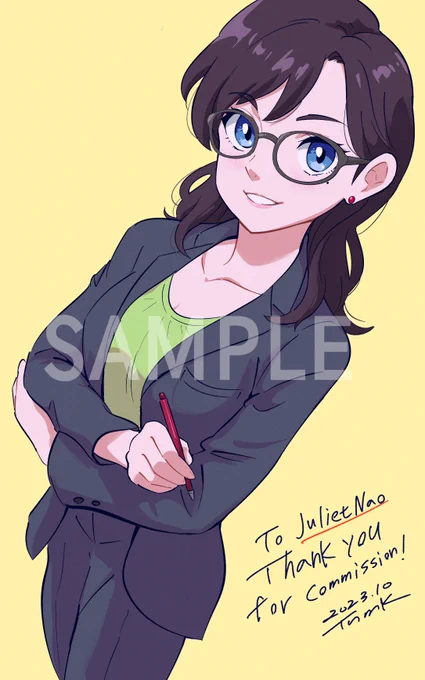 skebにてご依頼ありがとうございました!依頼者様のオリキャラちゃんです。メガネお姉さんはいいよねえ〜# 