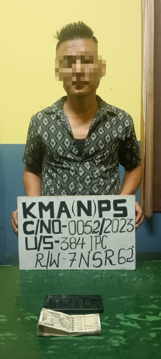 On 11/10/2023, acting on a tipoff, Kohima Police conducted an operation and arrested an extortionist identified as Vilhou, an NSCN (Khango) cadre.