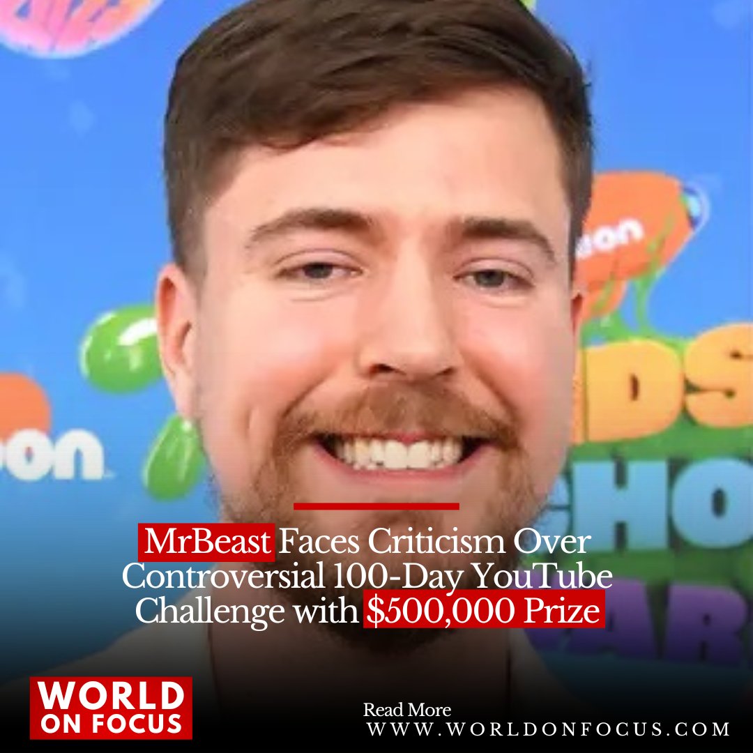 MrBeast Faces Criticism Over Controversial 100-Day YouTube Challenge with $500,000 Prize

Read More: worldonfocus.com/mrbeast-faces-…

#MrBeast #YouTubeChallenge #Controversy #ContentCreation #InternetCulture #SocialMedia #ExtremeChallenge #Entertainment  #PsychologicalImpact #YouTube