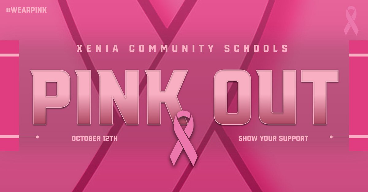 “PINK OUT” Show your support all day today wear pink for cancer awareness!!! Any Xenia student who wears pink to the boys soccer game or girls volleyball game today will get in FREE!!!