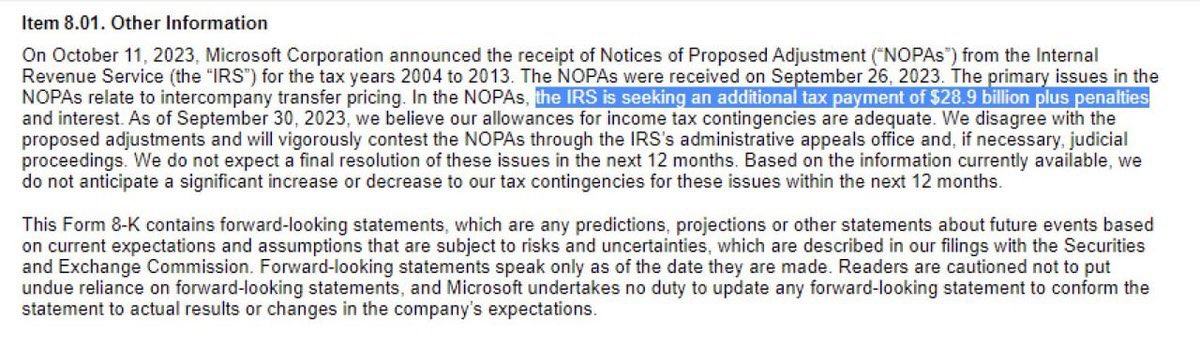 scoobydoge99's tweet photo. 🚨 BREAKING: Microsoft has received a demand from the US tax authority to pay $28.9 billion as outstanding tax liabilities.
$BTC https://t.co/nrNMqWRuc7