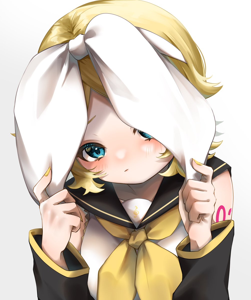 kagamine rin 1girl blonde hair solo sailor collar blush hair bow bow  illustration images