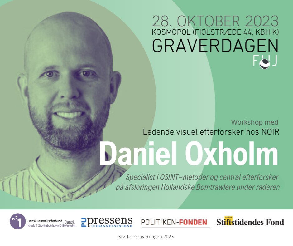 FUJ_DK's tweet photo. 💡 Opdag kraften i skibsdata! Dyk ned i en eksklusiv workshop på Graverdagen 2023 med Daniel Oxholm fra OSINT-organisationen NOIR. Lær at bruge bla Marine Traffic til at afsløre maritime mysterier. Et must for nysgerrige journalister! 🚢🔍 Køb billet her: https://t.co/OmGaxglJKs https://t.co/10CMJnIHpB