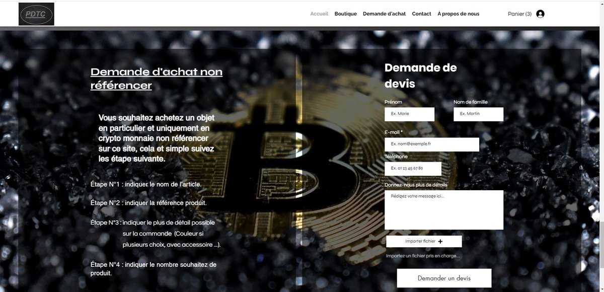 Prodepcrypto's tweet photo. PDTC Votre boutique en ligne 100% crypto
Vous ne trouvez pas votre article dans notre boutique.
Pas de problème allez dans la section demande d'achat remplissez les informations demander, un devis vous sera envoyer.
#PDTC #BSC #BTC📷 #ETH #USDT #CryptoNews #CryptoPlayerShow https://t.co/nG4FtyQiRS
