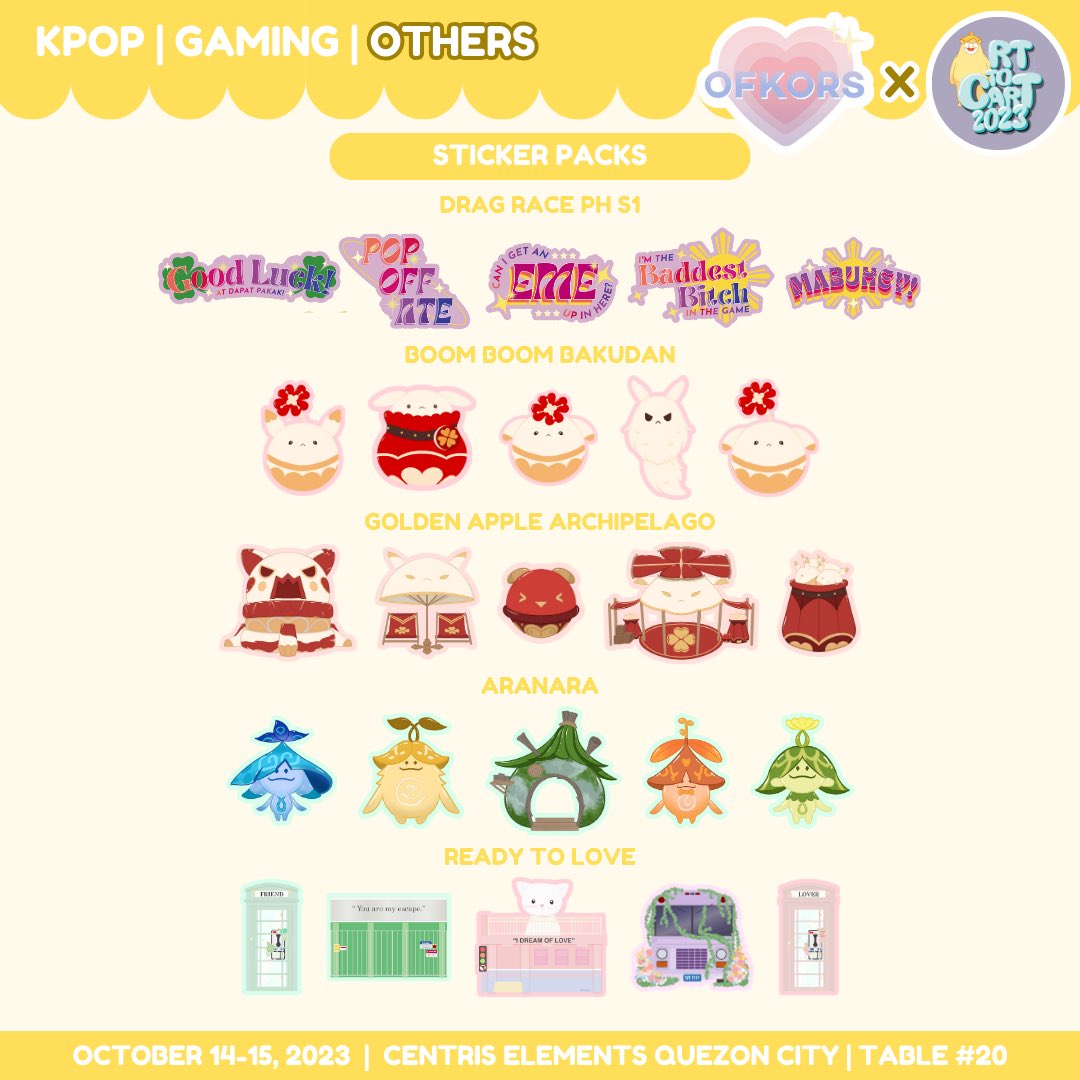 ofkorsph's tweet photo. What's new?
🌸 Dreamy Fandom Holo Stickers (New Jeans, Seventeen, Enhypen, BTS) 
🌸 Clow Card and Meiji Apollo Toploader Frame Deco 
🌸 SVT Love Bot 1.25" Button Pins
🌸 Of Kors Originals 1.25" Button Pins

(2/3) https://t.co/gUOxjxx7f8
