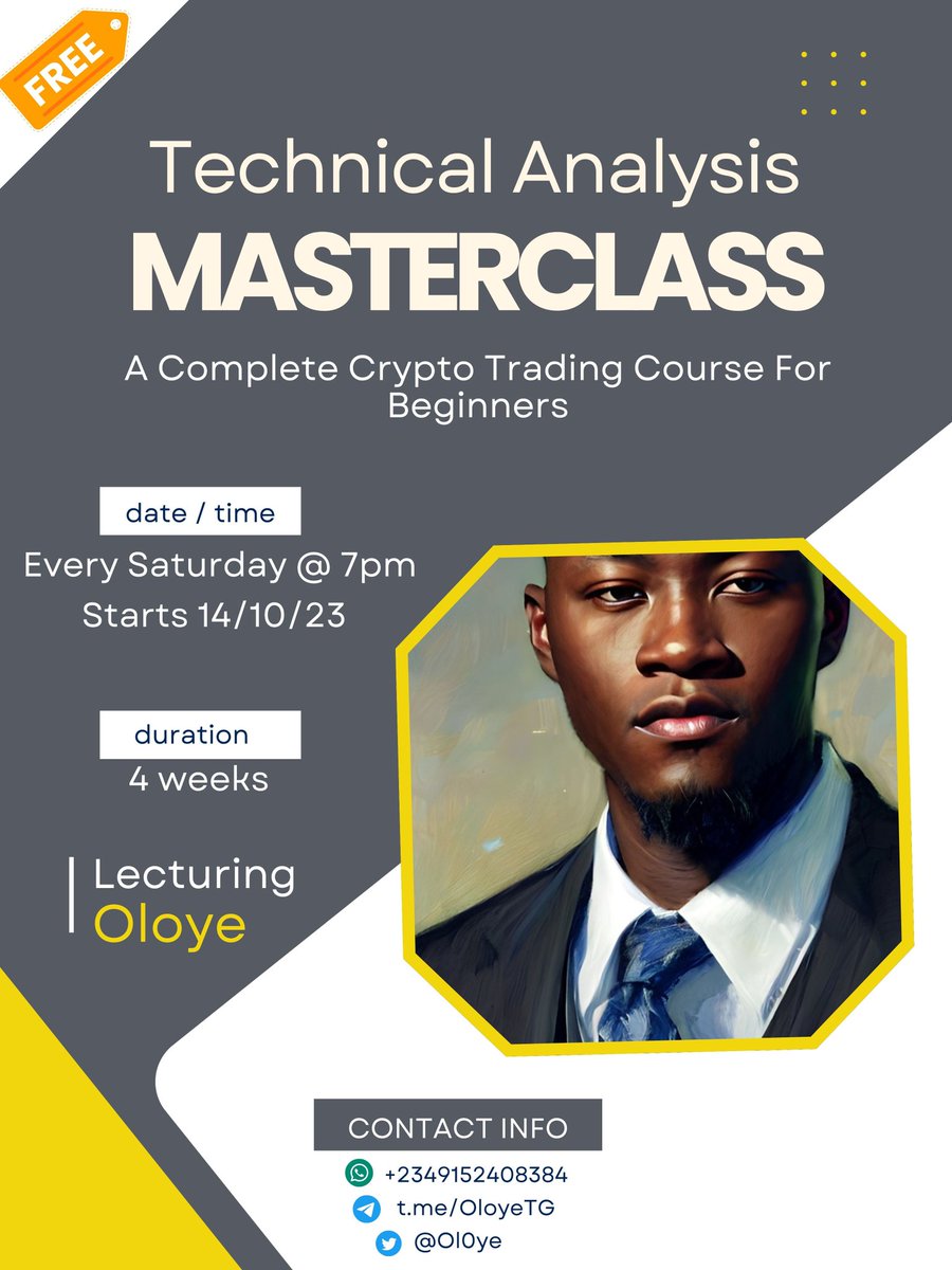 I will be teaching a FREE Technical Analysis Masterclass for the next 4  weeks. - Difficulty level: Beginner. - Suitable for: Crypto, Stock, Forex  traders. This batch is already filled up. To