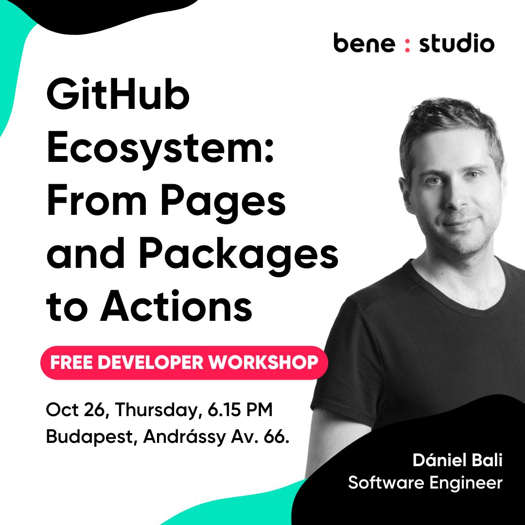 🚀 Join our free developer workshop on the @GitHub ecosystem, hosted in our Budapest office on Oct 26th!

After learning about GitHub Pages, Packages &amp; Actions, we'll celebrate our accomplishments with beer &amp; pizza. 🍻

Register now! → benestudio.co/workshops/gith…

#devcommunity