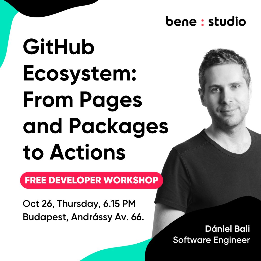 🚀 Join our free developer workshop on the @GitHub ecosystem, hosted in our Budapest office on Oct 26th! After learning about GitHub Pages, Packages & Actions, we'll celebrate our accomplishments with beer & pizza. 🍻 Register now! → benestudio.co/workshops/gith… #devcommunity
