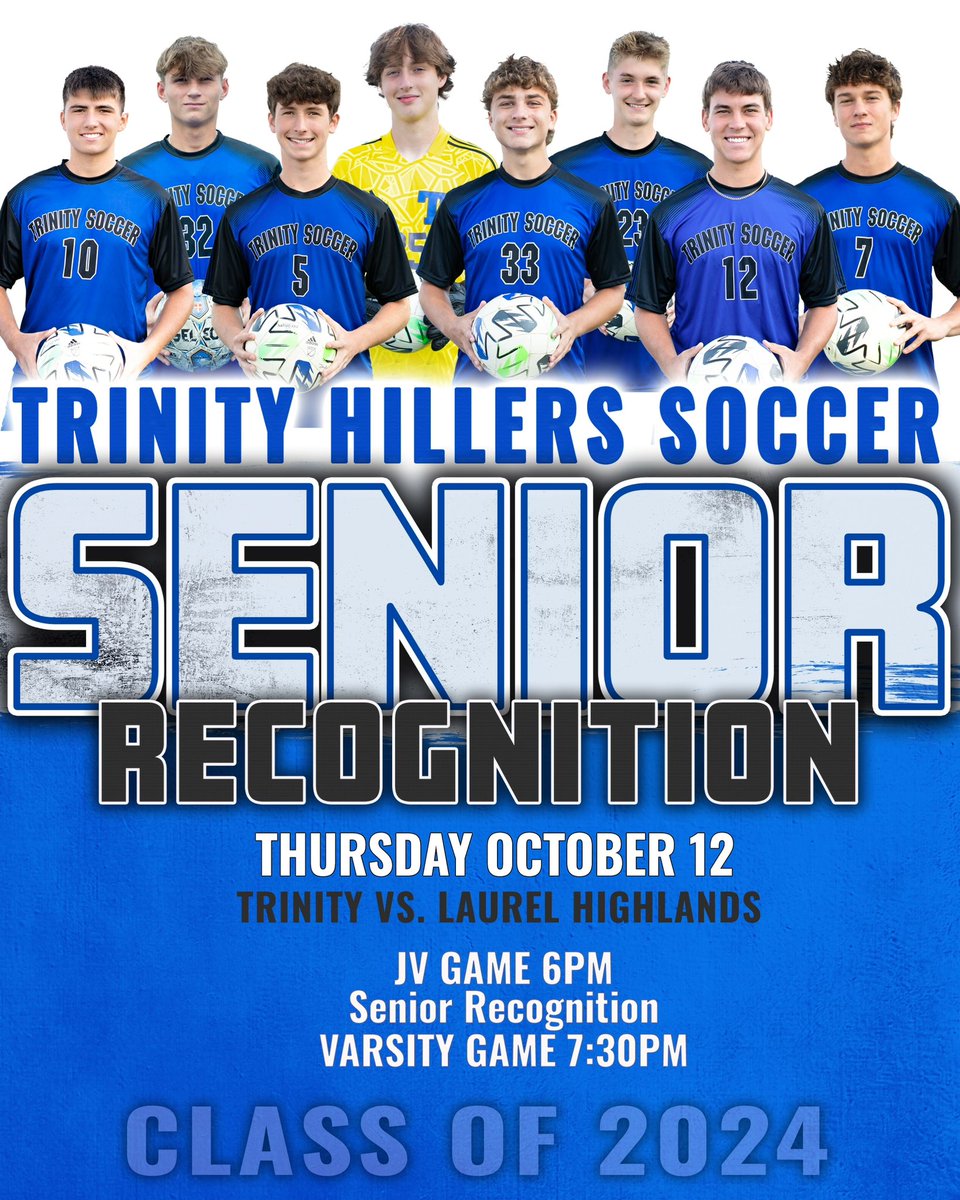 Celebrating our Senior boys tonight!  Come out and support our Seniors and the team as they take on Laurel Highlands in a section match up!!