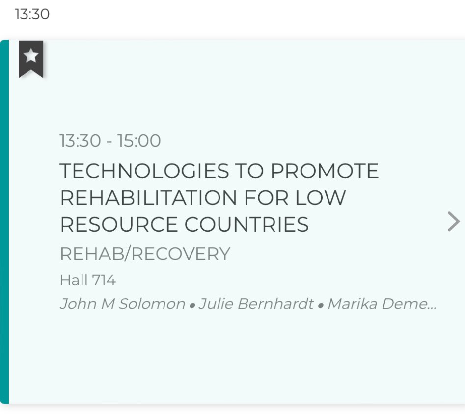 Join us today for a great discussion on Technology to promote rehabilitation for low resource countries #WSC2023 @AVERTtrial @johnsolomon78 @SeanISavitz @stilettoscience 🦾🎮📱⌚️🧠