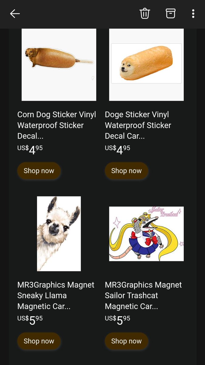 TweekHPL's tweet photo. So I made that tiktok on amazon suggestions and the dumb car sticker, and ig amazon thought I needed a whole email just to suggest more to me 😂😂😂 and oc the Corn Dog one is there too! https://t.co/g7BS9RjOrf