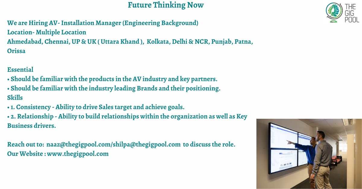 PoolGig's tweet photo. #avindustry #engineeringbackground #jobseekers
#multiplelocations #jobopening
We are Hiring!!
you can reach out to:  naaz@thegigpool.com/shilpa@thegigpool.com https://t.co/T0NP3ZYgYJ
