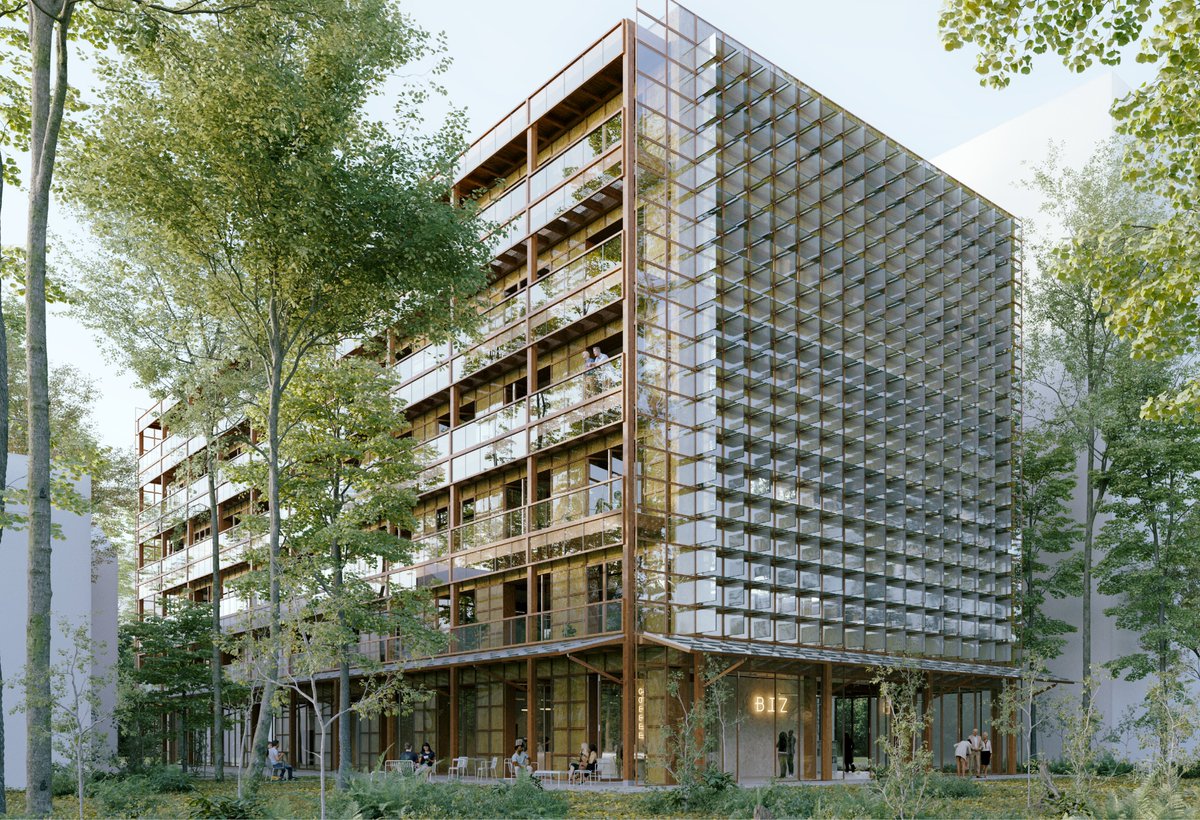 Bouygues_C's tweet photo. Connaissez-vous #Archisobre ? Ce concept building divise par 3 l’empreinte #carbone des bureaux. 

Développé par nos équipes, sa performance a été validée par l'architecte @fboutte et a donné lieu à des interprétations concrètes par trois agences différentes. 

#Pollutech2023 https://t.co/aMhT5VB3Kg