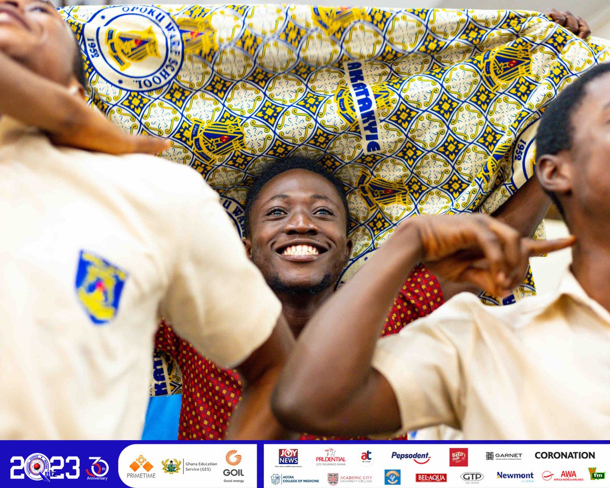 NSMQGhana's tweet photo. SAARAH-MENSAH

End of the contest:

Opoku Ware School: 49pts
Tamale Islamic Science SHS: 42pts
Nifa SHS: 20pts

OWASSSSSSS is the school!💙💛.

#NSMQ2023 #NSMQ30 #Primetime #NSMQOneEighth https://t.co/UFwZPq7shw