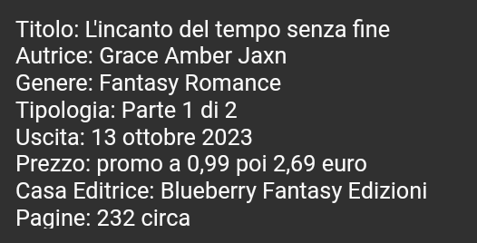 Dannycat25's tweet photo. Buon giovedì lettori e lettrici, oggi sono felice di segnalarvi questo libro e di mostrarvi la sua copertina. Sto parlando di "L' incanto del tempo senza fine" di Grave Amber Jaxn (@graceamberjaxn_author ). Vi lascio qua sotto trama e info base per i più curiosi! https://t.co/VuPMwXNYG5