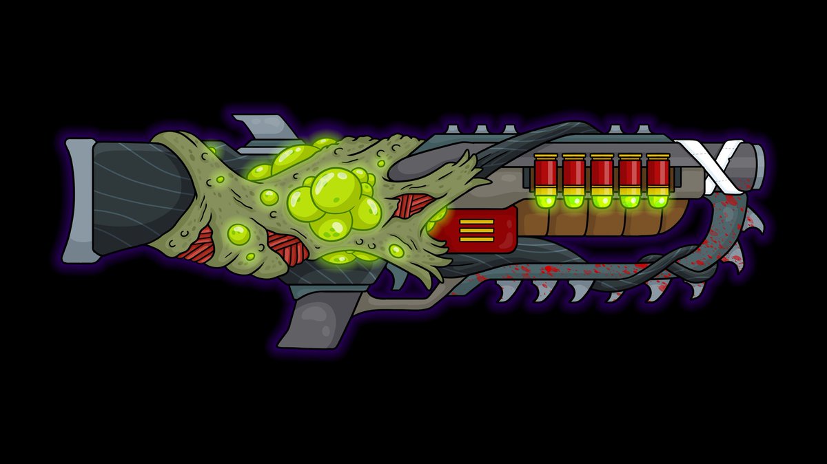 ayyeffeff's tweet photo. GM! Peep the first official factions weapon by @the_fractured_ for @cartel_zombies ! Created from the finest Thornwood on Otherside and loaded with serum shells. This shotty would stop an Ox! #bluckablucka https://t.co/ZvGmg4GFka