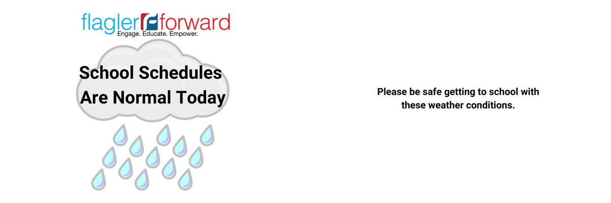 Buses may be running a few minutes behind with this morning's weather, but our schools are running on their normal schedules. Please be safe with this weather system moving through our county.