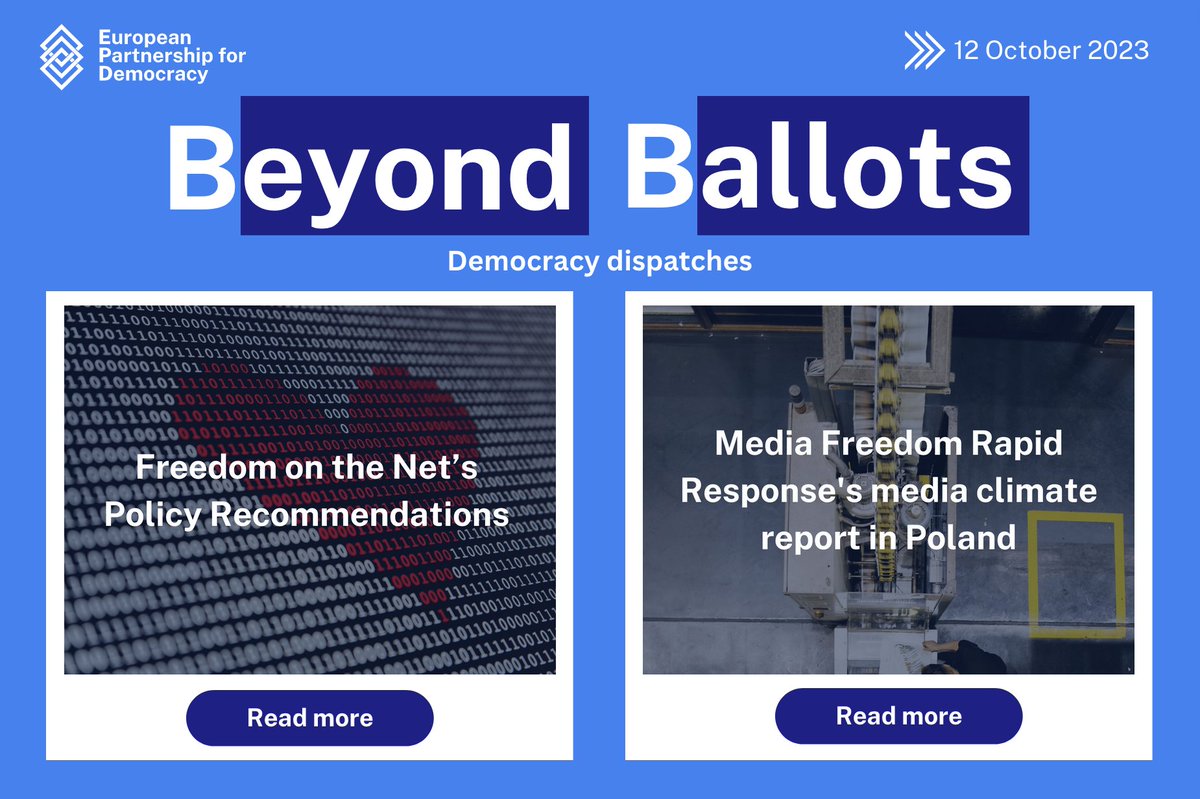 Our newsletter is out 📣

📘 Democracy Dispatches | bit.ly/3FcDTjN
📰 Gaza siege
⏯️ Can we learn from early democracies? @McCourtneyInst
📍Youth Progress Index | 18 Oct | @Youth_Forum
🛄 @people_in_need hires a Civil Society Advisor

Subscribe📬 epd.eu/subscribe/