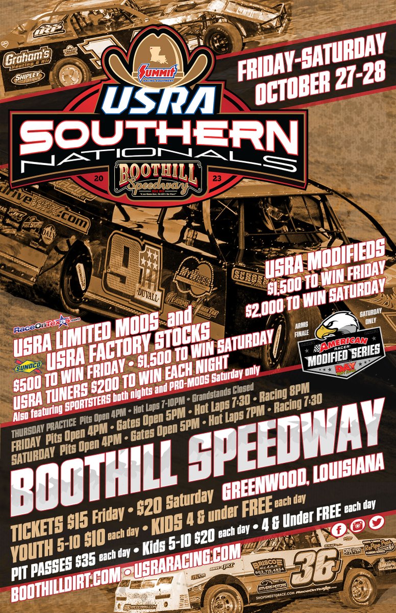 @BoothillSpdwy @boothill_speed @USRAARMS @RaceOnTexas @SummitRacing @AmRacerTires @DayMotorsports1 @SunocoRacing