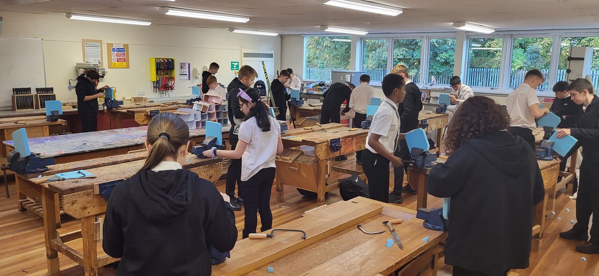 BHSDesignTech's tweet photo. S3 Design and Manufacture working on their modeling skills. They made Frisbees then tested them. Mr. Jones kindly offered to be the target in last throw. #frisbee #designandManufacture #goodsport #STEMeducation @BHS_STEMed https://t.co/P5F5PfXTJJ