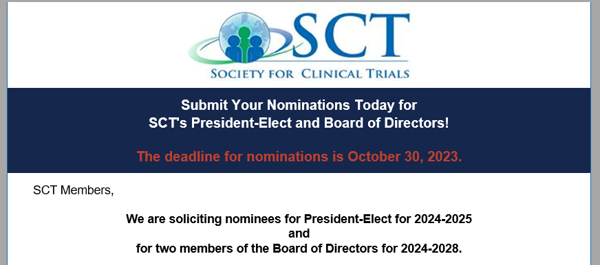 Submit your nominations today for our next @SCTorg President and/or new members for the Board of Directors! Contact @ParpiaSameer for details.