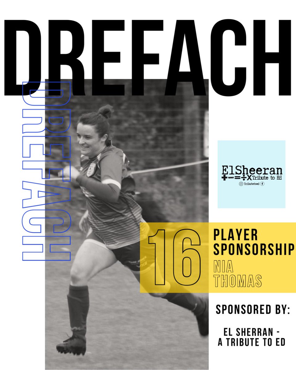 𝗣𝗟𝗔𝗬𝗘𝗥 𝗦𝗣𝗢𝗡𝗦𝗢𝗥𝗦𝗛𝗜𝗣

A shoutout to El Sheeran - A Tribute to Ed for supporting Nia Thomas for the 2023/2024 season. 

Head over to their social media page to see how great he is and for more information 🎤🎸🎼

 🔵🟡 | #WeAreDrefach #NiYwDrefach