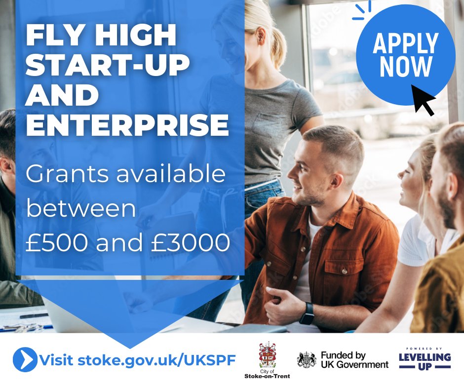 ⭐️FLY HIGH⭐️

We’ve launched a new grant scheme for start-up businesses in Stoke-on-Trent. 
So if you've ever dreamed of running your own business or you've just started one, get in touch with us.
Grants of £500 - £3000 are up for grabs.

Apply today👉 stoke.gov.uk/ukspf