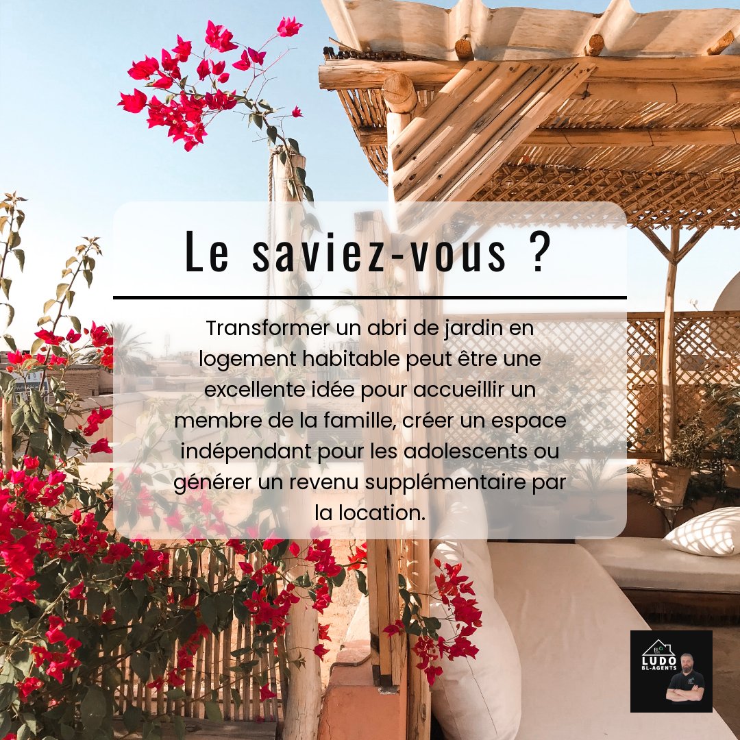ImmoLudo's tweet photo. Pensez-vous à optimiser l'espace dans votre jardin ? 🌳 Le transformer en un lieu de vie pour un membre de votre famille, un espace indépendant pour vos adolescents ou une source de revenus supplémentaires est une option fantastique ! 🏡💡 La structure déjà existante de (1/5) https://t.co/2dzyM1cKQk