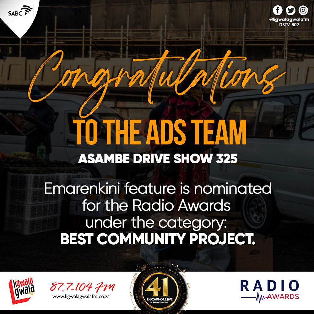 ligwalagwalaFM's tweet photo. Siyabonga Kakhulu kutsi umsebenti wetfu uvele kuma National Radio Awards #AsambeDriveShow #LigwalagwalaFM #LFMWayawaya https://t.co/fWOepFnDkB