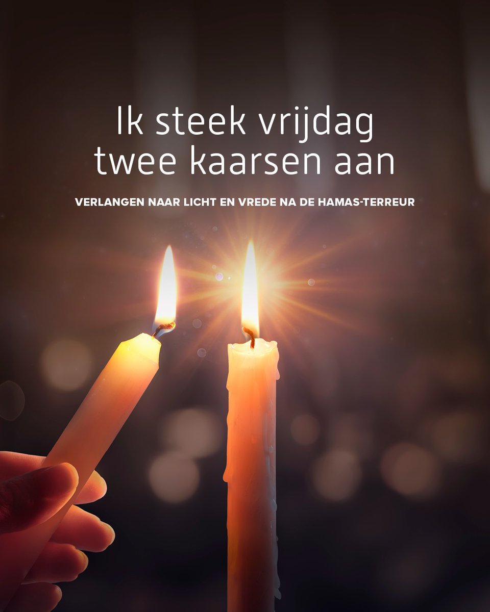 Afgelopen weekend werden Israëlische burgers getroffen door de verschrikkelijke terreur van Hamas. Uit solidariteit met de slachtoffers roepen wij Nederland op om vrijdagavond, aan het begin van de shabbat, twee kaarsen aan te steken. Doe jij ook mee?

christenunie.nl/blog/2023/10/1…
