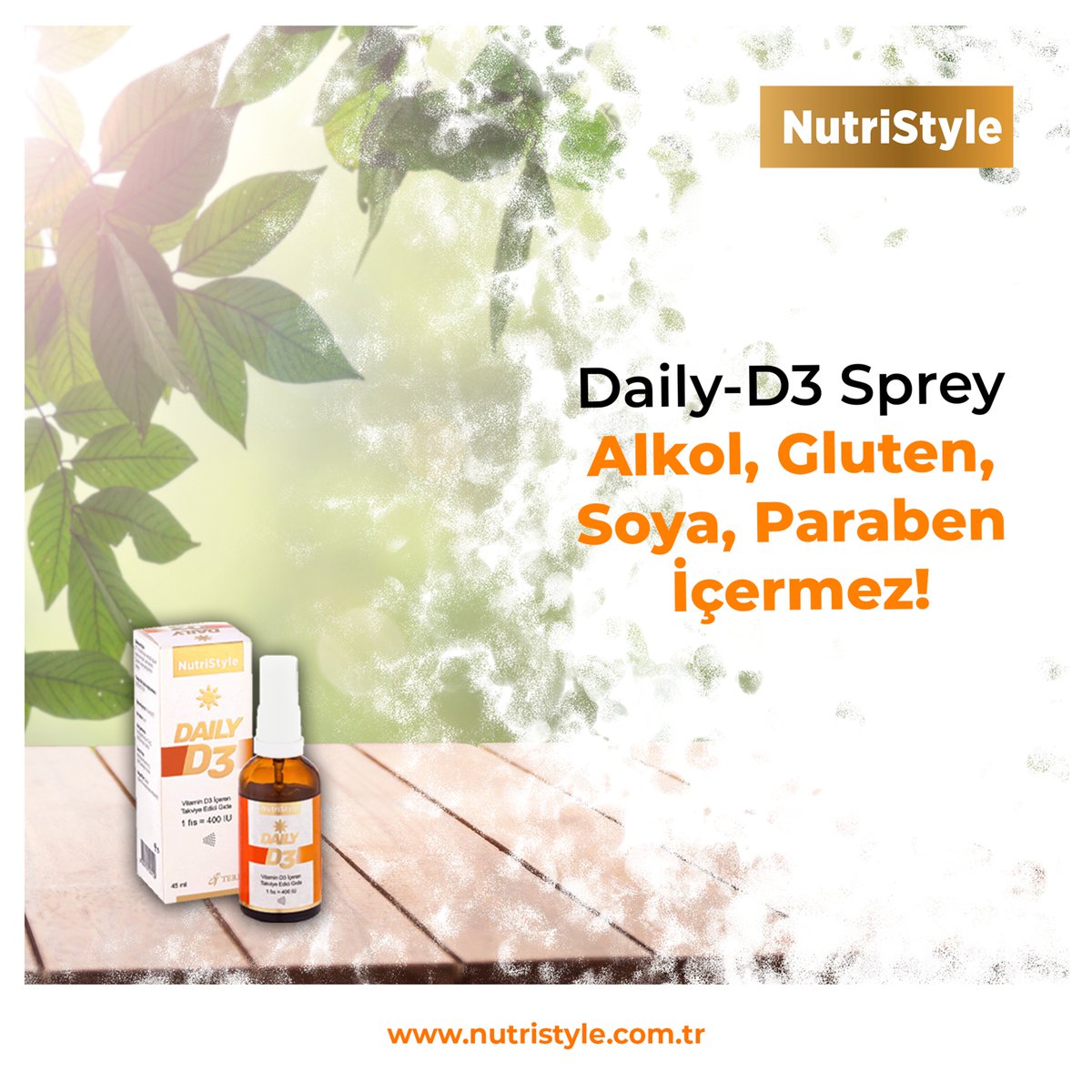 Daily-D3 Sprey, Alkol, Gluten, Soya Paraben içermez!

#VitaminD3 #SağlıklıYaşam #NutriStyle #Sağlık #SağlıkÖnerileri #Alkolİçermez