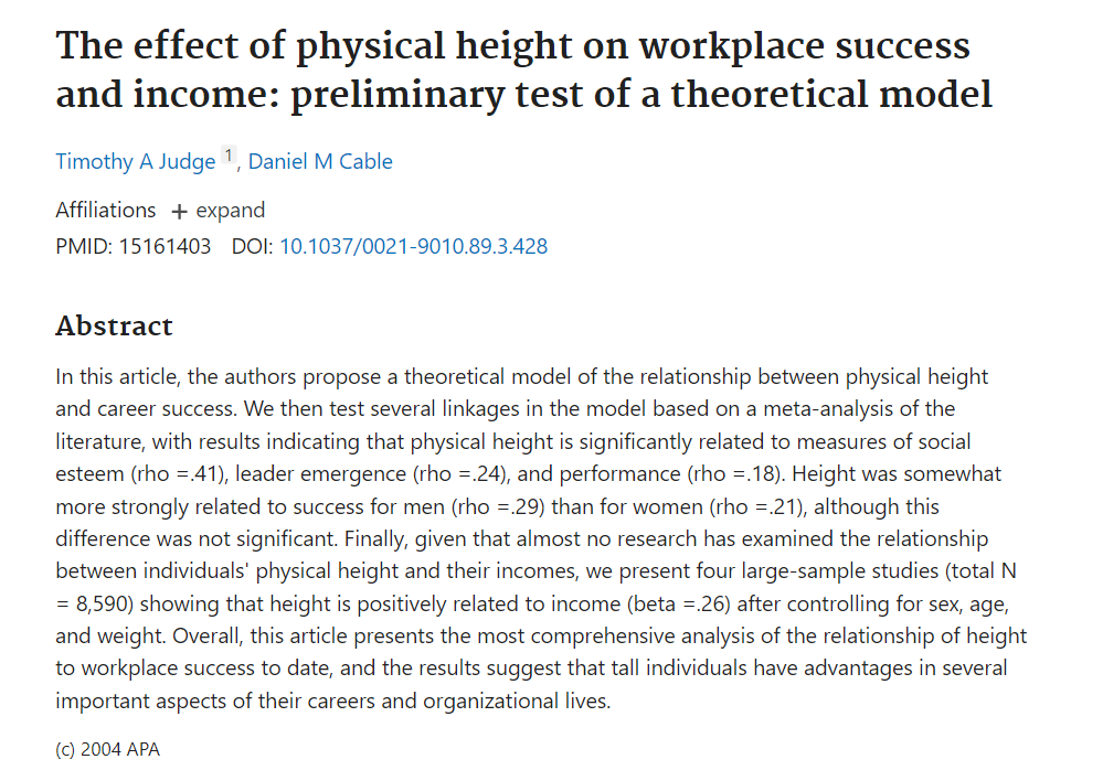 memorynguwi's tweet photo. Tall people have several career advantages, though height has no relationship with job performance. https://t.co/3OhF6yHsgG