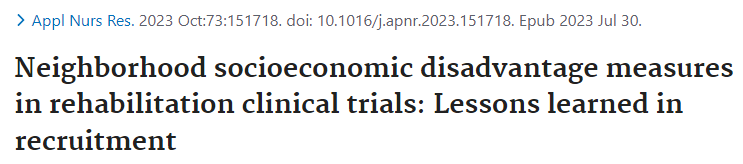 High 5 to authors <a href="/RodzJosue/">Josué M. Rodríguez</a>,  Bullock, Cotsonis (<a href="/EmoryRollins/">Emory Public Health</a>), &amp; Blanton for "Neighborhood socioeconomic disadvantage measures in rehabilitation clinical trials: Lessons learned in recruitment." 
<a href="/emorydpt/">Emory DPT</a> <a href="/emoryhealthsci/">Emory Health</a> <a href="/EmoryMedicine/">Emory School of Medicine</a> <a href="/EmoryEM/">Emory EM</a> 
pubmed.ncbi.nlm.nih.gov/37722786/