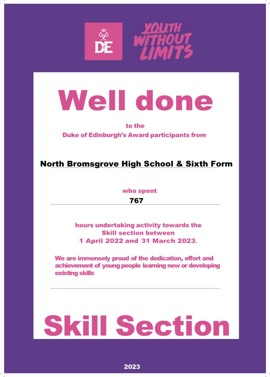 As Year 11 head off to the White Peaks for their Silver Qualifying expedition today, we’ve just received this certificate of recognition for the commitment and dedication of our @NorthBromsgrove @DofE students over the past year! 

@nbhsCARE #skills #northfamily