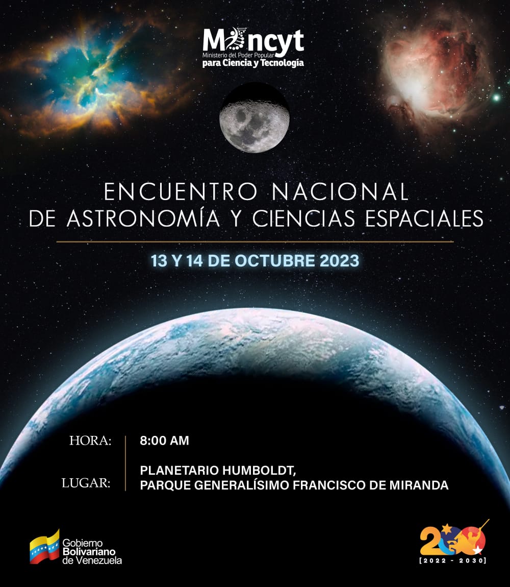 Sabes qué ocurre este viernes 13 y sábado 14 de Octubre? 🌓🔭 El encuentro regional de Astronomía y Ciencias Espaciales, desde el Parque Miranda en el Planetario Humbolt, estaremos acompañados por nuestros científicos astrónomos del @SocializaCIDA El sábado podrás observar el…