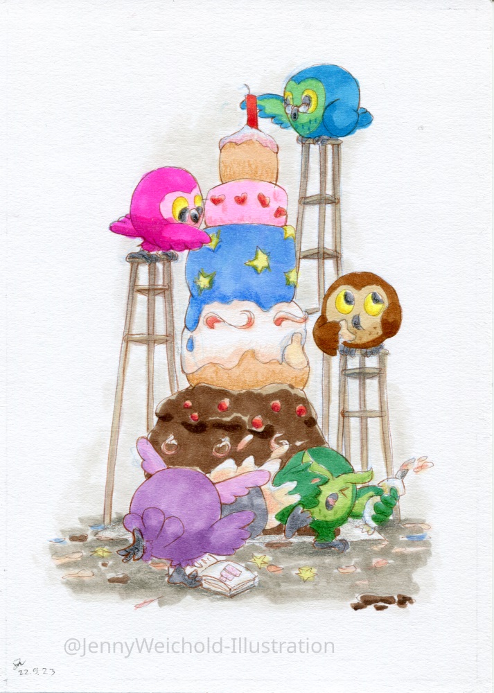 jennyweichold's tweet image. Birthday card for a dear friend :)
#ArtistOnTwitter #traditionalart #owls