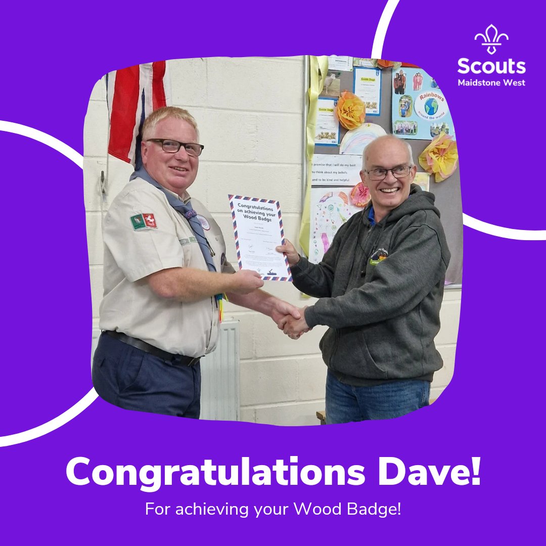 Maidstone West Scouts (@maiwestscouts) on Twitter photo Congratulations to Dave, Assistant Explorer Scout Leader at <a href="/WburyExplorers/">Wbury Explorers💙</a>, for achieving his Wood Badge! #MaidstoneWestScouts #KentScouts Congratulations to Dave, Assistant Explorer Scout Leader at <a href="/WburyExplorers/">Wbury Explorers💙</a>, for achieving his Wood Badge! #MaidstoneWestScouts #KentScouts